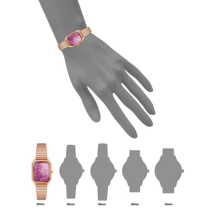 Anne Klein Quartz Analog Purple Dial Stainless Steel Strap Watch For Women