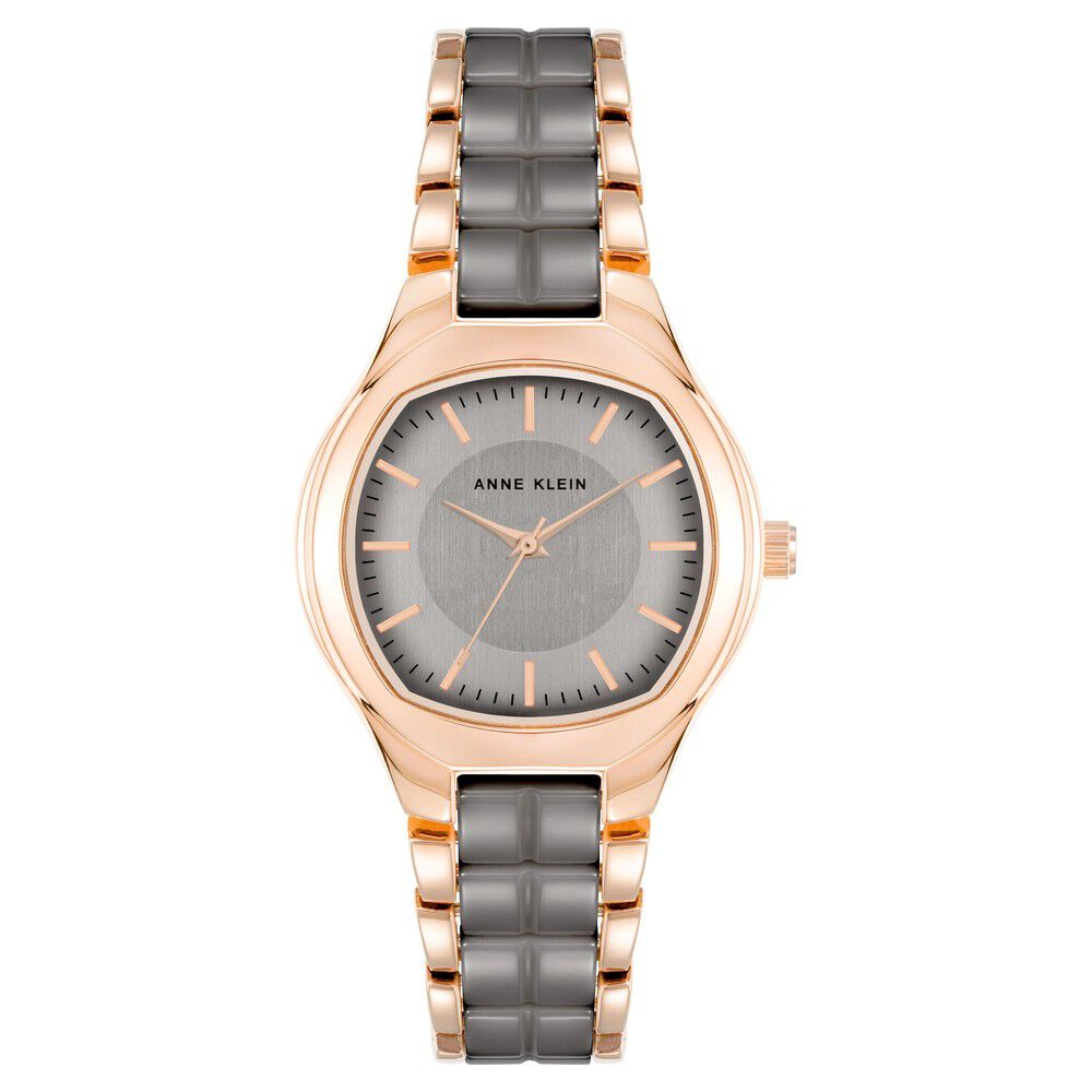 Anne Klein Quartz Analog Grey Dial Ceramic Strap Watch for Women