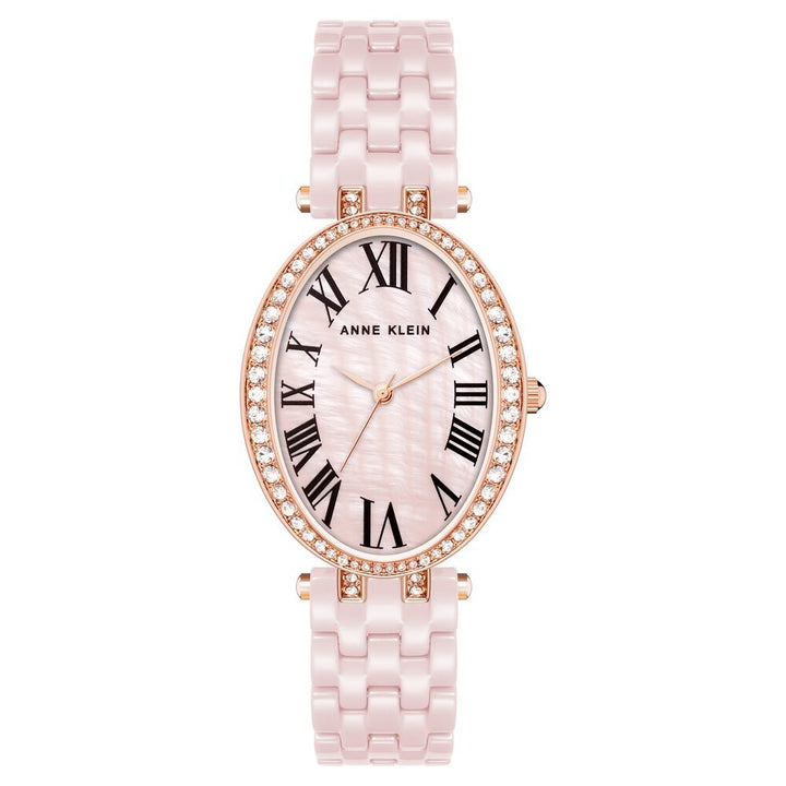 Anne Klein Quartz Analog Pink Dial Rose Gold With Pink Ceramic Strap Watch For Women AK3996RGLP