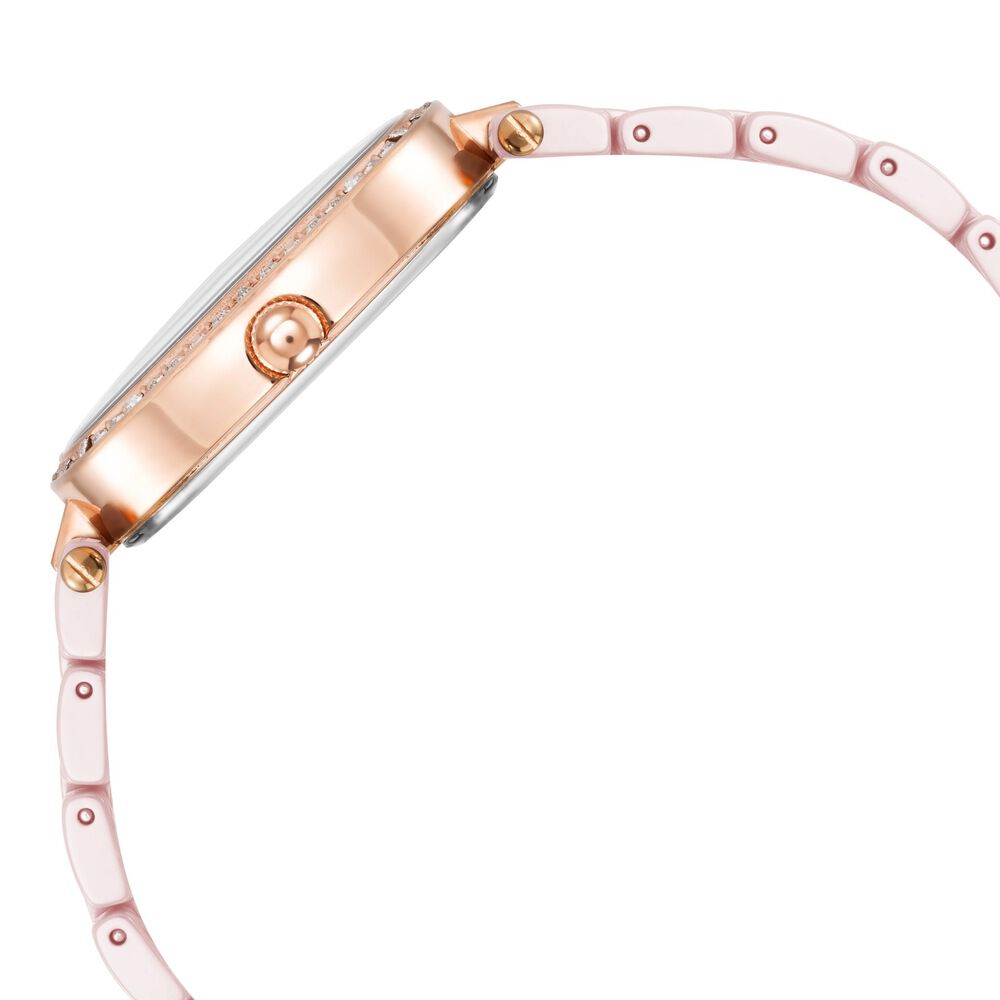 Anne Klein Quartz Analog Pink Dial Rose Gold With Pink Ceramic Strap Watch For Women AK3996RGLP