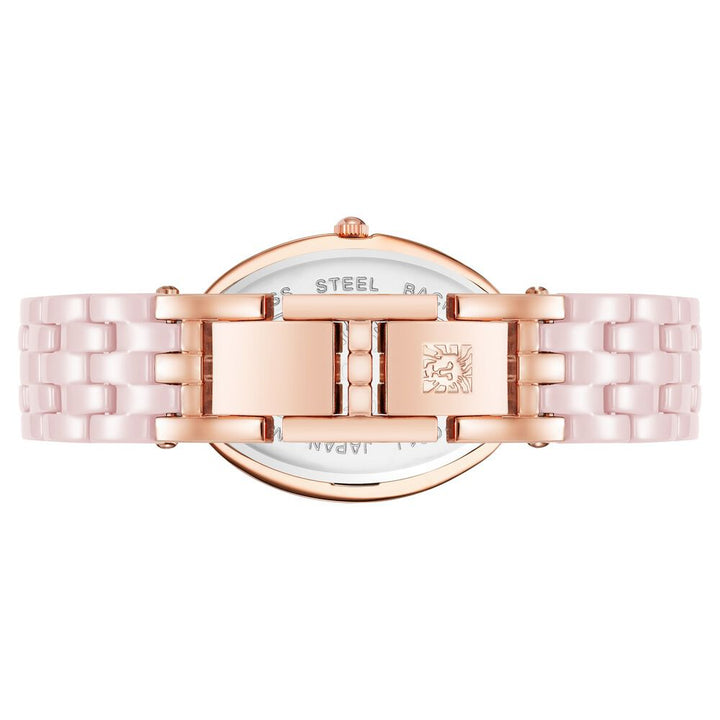 Anne Klein Quartz Analog Pink Dial Rose Gold With Pink Ceramic Strap Watch For Women AK3996RGLP