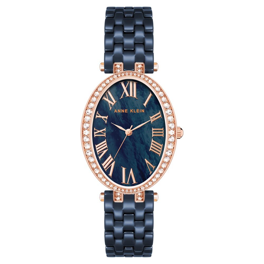 Anne Klein Quartz Analog Blue Dial Rose Gold With Blue Ceramic Strap Watch For Women AK3996RGNV