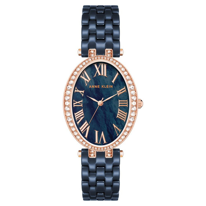 Anne Klein Quartz Analog Blue Dial Rose Gold With Blue Ceramic Strap Watch For Women AK3996RGNV