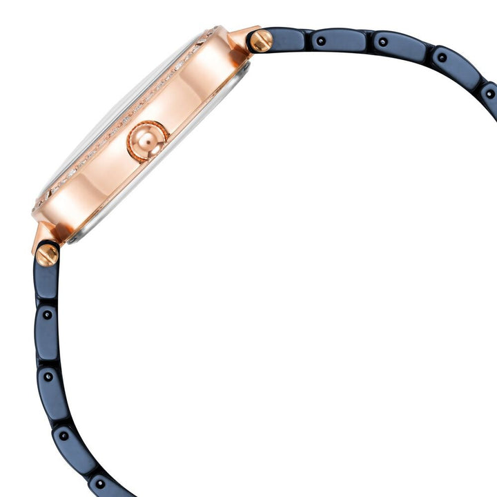 Anne Klein Quartz Analog Blue Dial Rose Gold With Blue Ceramic Strap Watch For Women AK3996RGNV