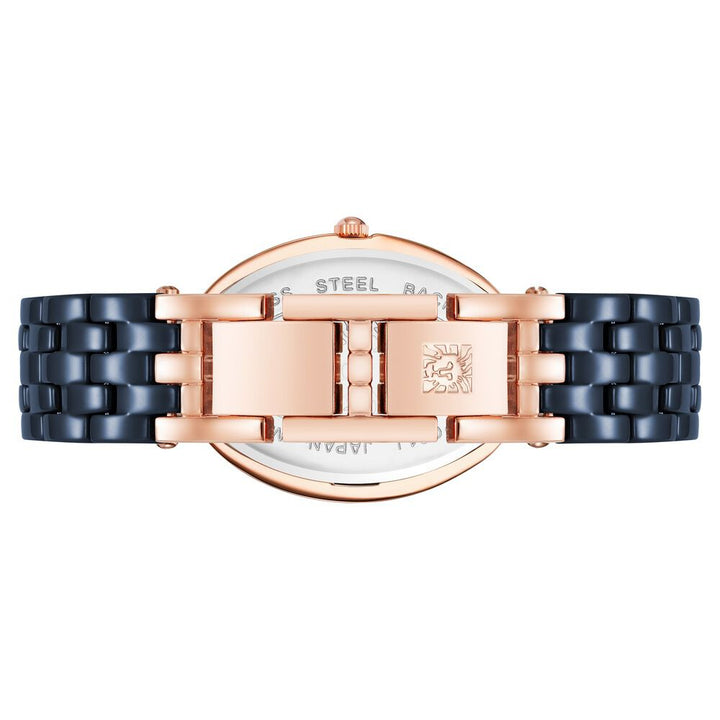 Anne Klein Quartz Analog Blue Dial Rose Gold With Blue Ceramic Strap Watch For Women AK3996RGNV