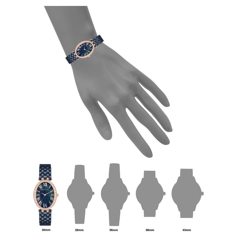 Anne Klein Quartz Analog Blue Dial Rose Gold With Blue Ceramic Strap Watch For Women AK3996RGNV