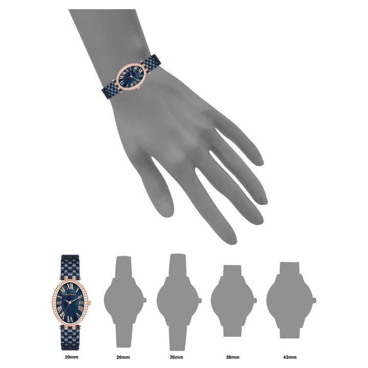 Anne Klein Quartz Analog Blue Dial Rose Gold With Blue Ceramic Strap Watch For Women AK3996RGNV