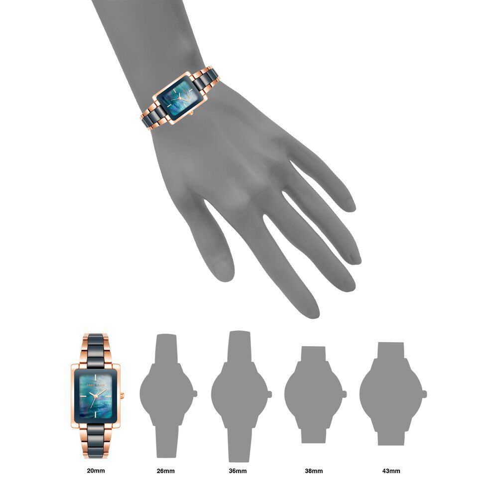 Anne Klein Quartz Analog Blue Dial Ceramic Strap Watch for Women