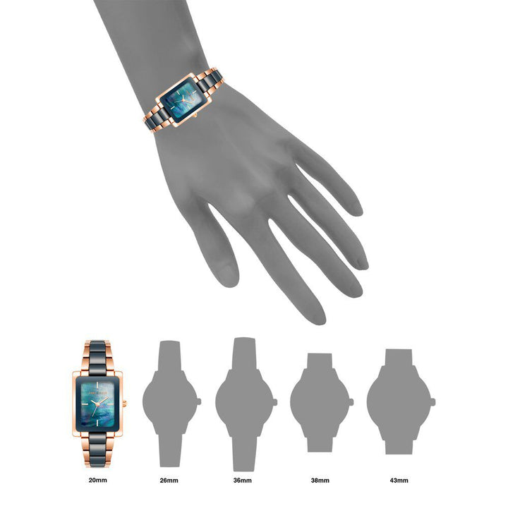 Anne Klein Quartz Analog Blue Dial Ceramic Strap Watch for Women