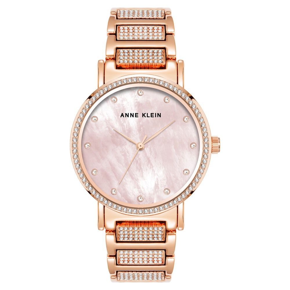 Anne Klein Quartz Analog Pink Dial Metal Strap Watch for Women NEAK4004BMRG