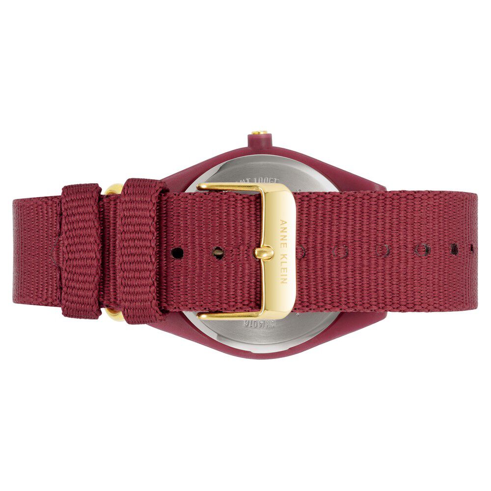 Anne Klein Quartz Analog Maroon Dial Plastic Strap Watch for Women
