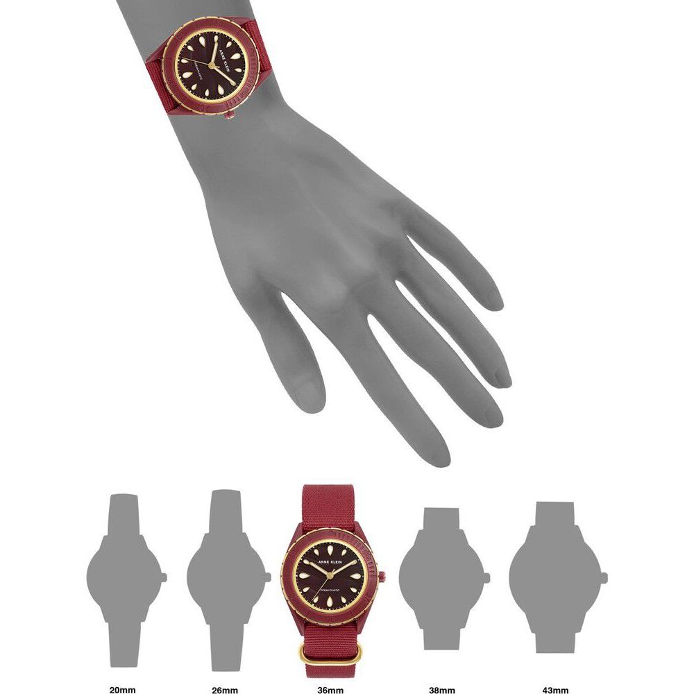Anne Klein Quartz Analog Maroon Dial Plastic Strap Watch for Women