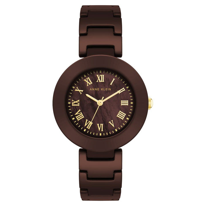 Anne Klein Quartz Analog Brown Dial Ceramic Strap Watch for Women NEAK4036BMBN