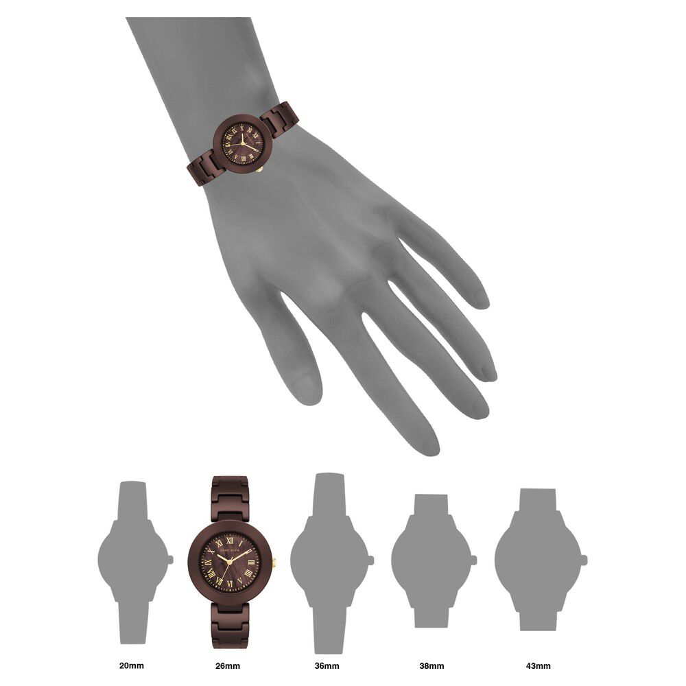 Anne Klein Quartz Analog Brown Dial Ceramic Strap Watch for Women NEAK4036BMBN