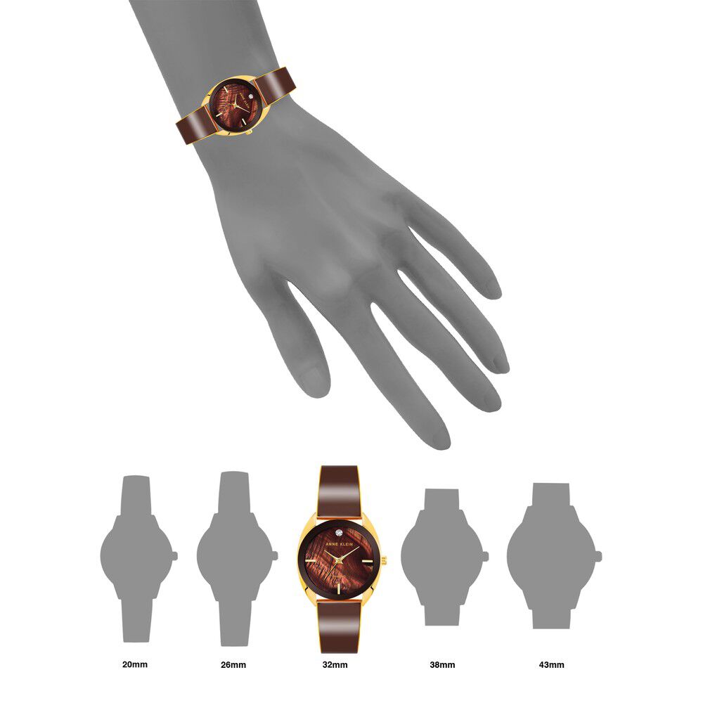 Anne Klein Quartz Analog Brown Dial Metal Strap Watch For Women