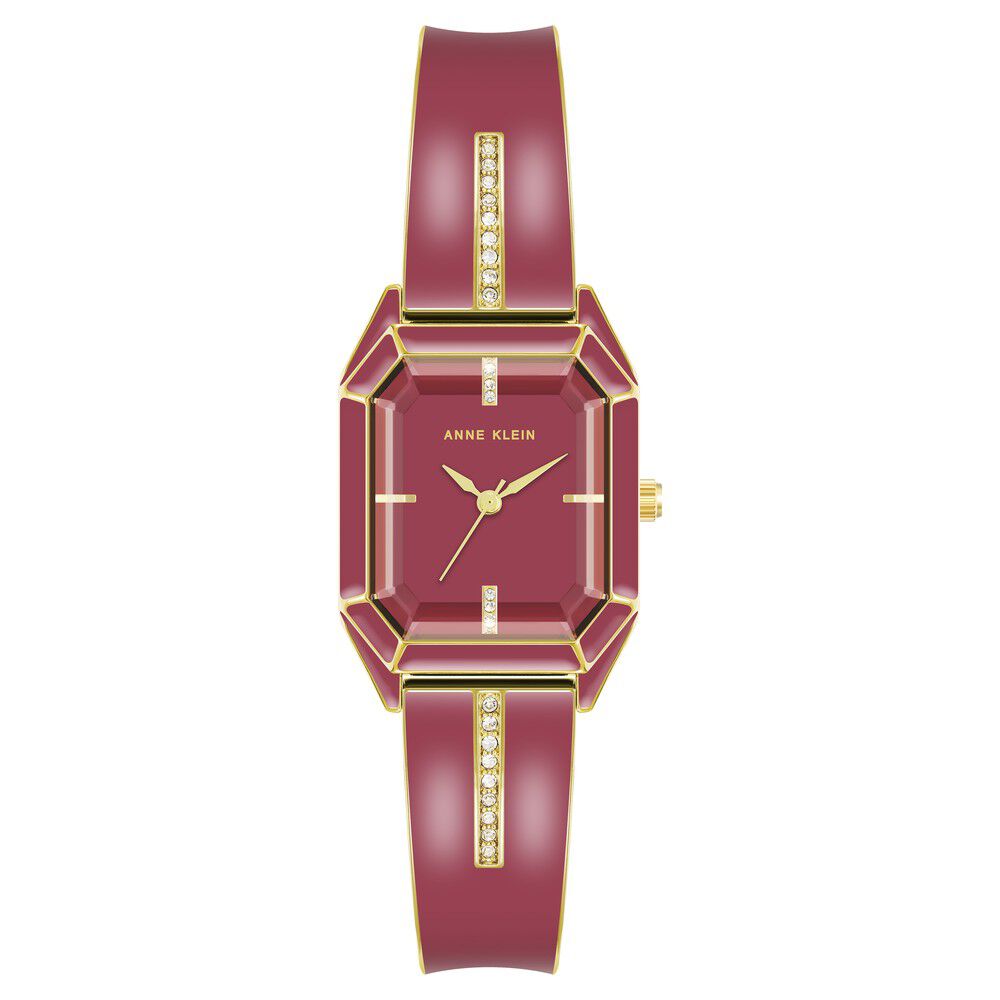 Anne Klein Quartz Analog Maroon Dial Stainless Steel Strap Watch for Women