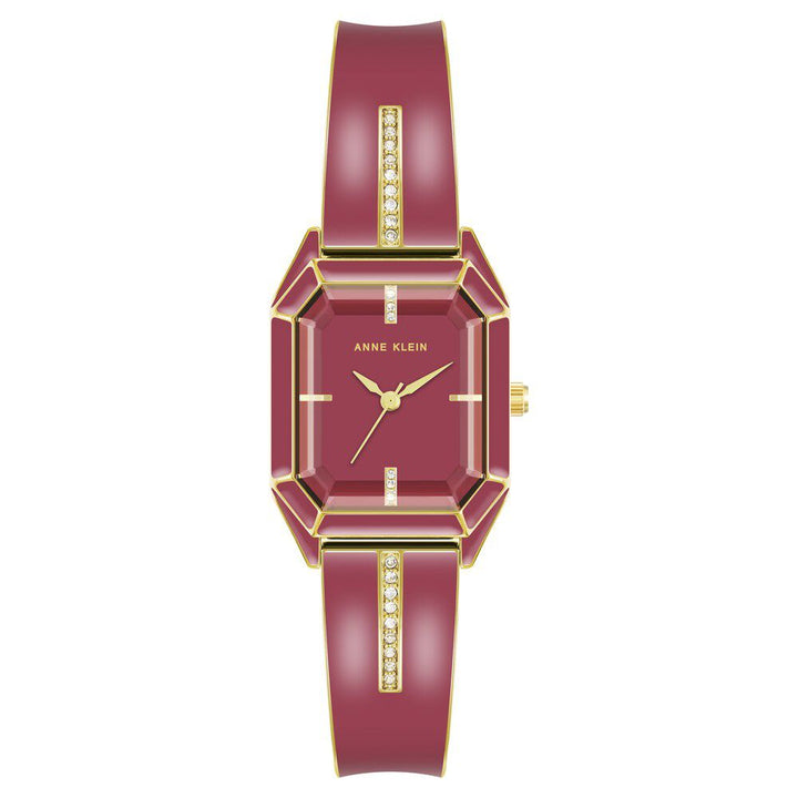 Anne Klein Quartz Analog Maroon Dial Stainless Steel Strap Watch for Women