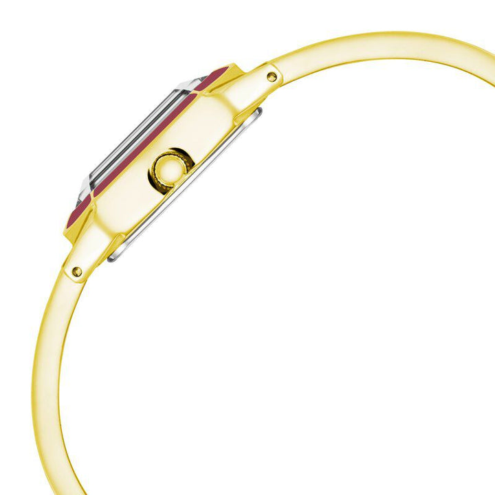 Anne Klein Quartz Analog Maroon Dial Stainless Steel Strap Watch for Women