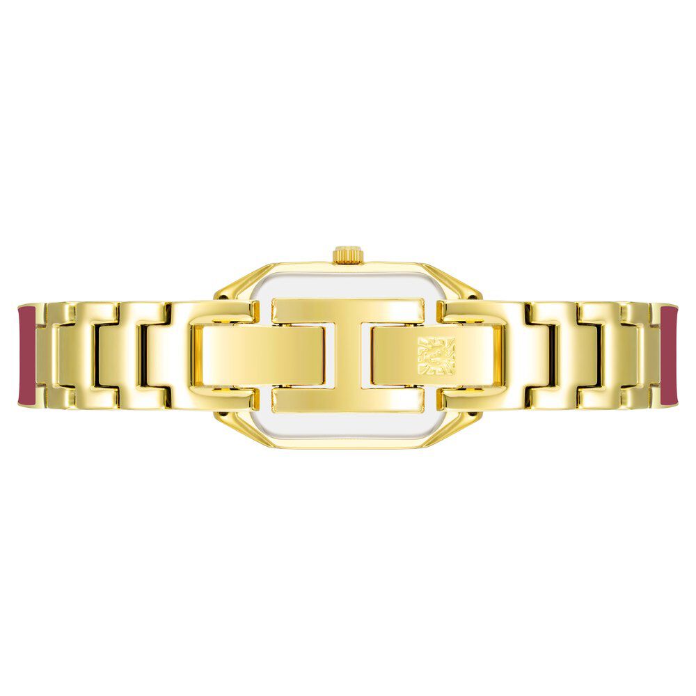 Anne Klein Quartz Analog Maroon Dial Stainless Steel Strap Watch for Women