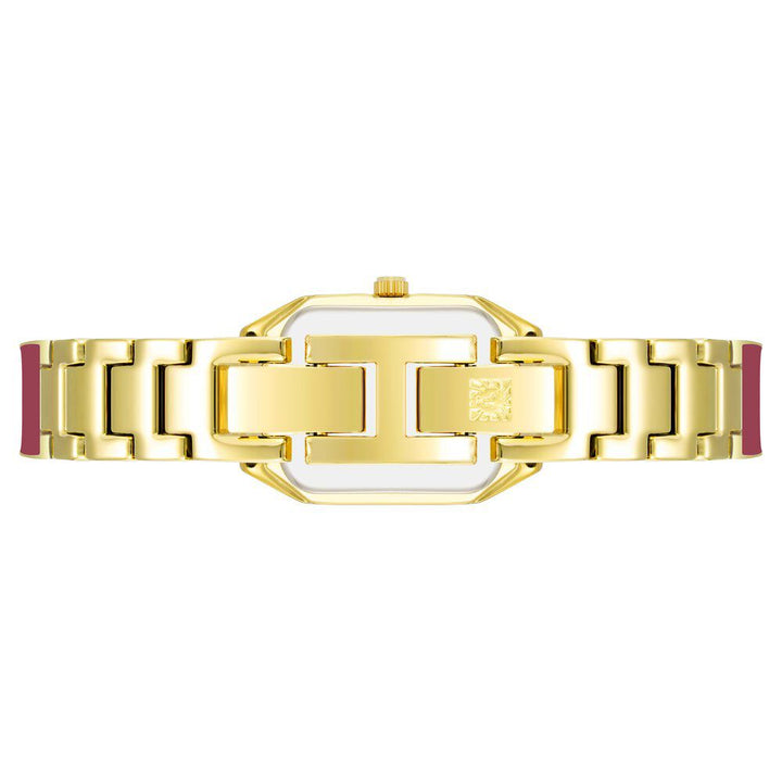 Anne Klein Quartz Analog Maroon Dial Stainless Steel Strap Watch for Women
