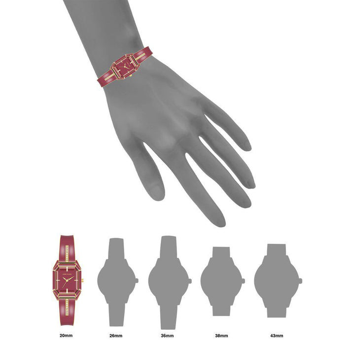 Anne Klein Quartz Analog Maroon Dial Stainless Steel Strap Watch for Women