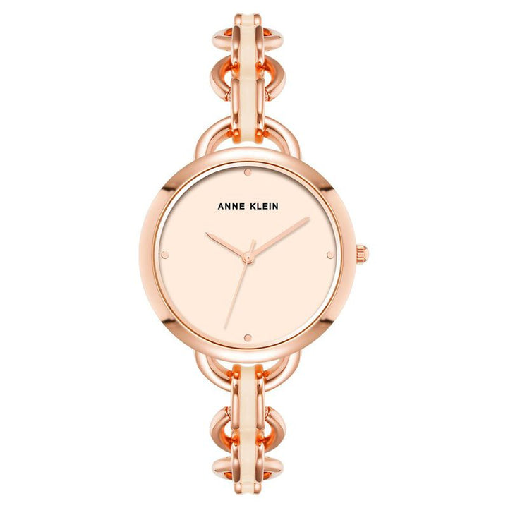 Anne Klein Quartz Analog Pink Dial Metal Strap Watch For Women