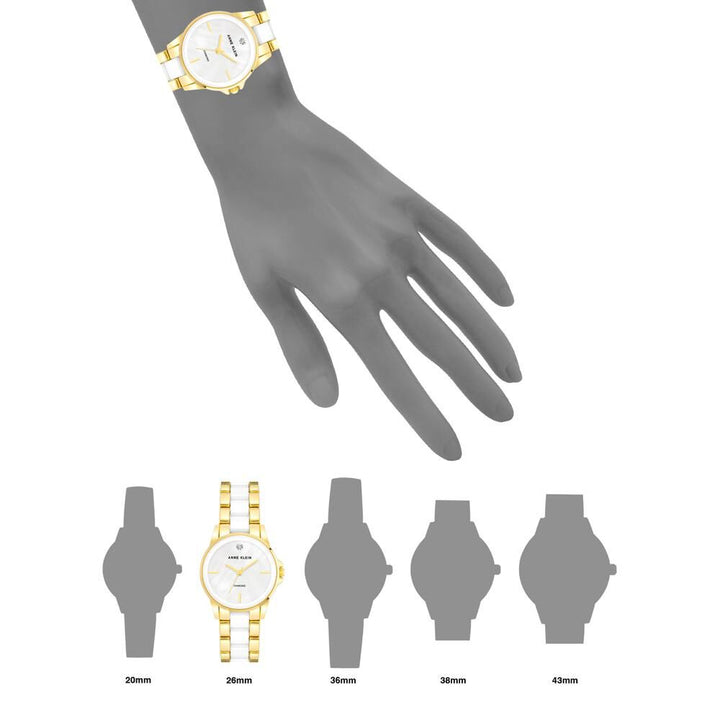 Anne Klein Quartz Analog Mother of Pearl dial Metal Strap Watch for Women AK4118WTGB