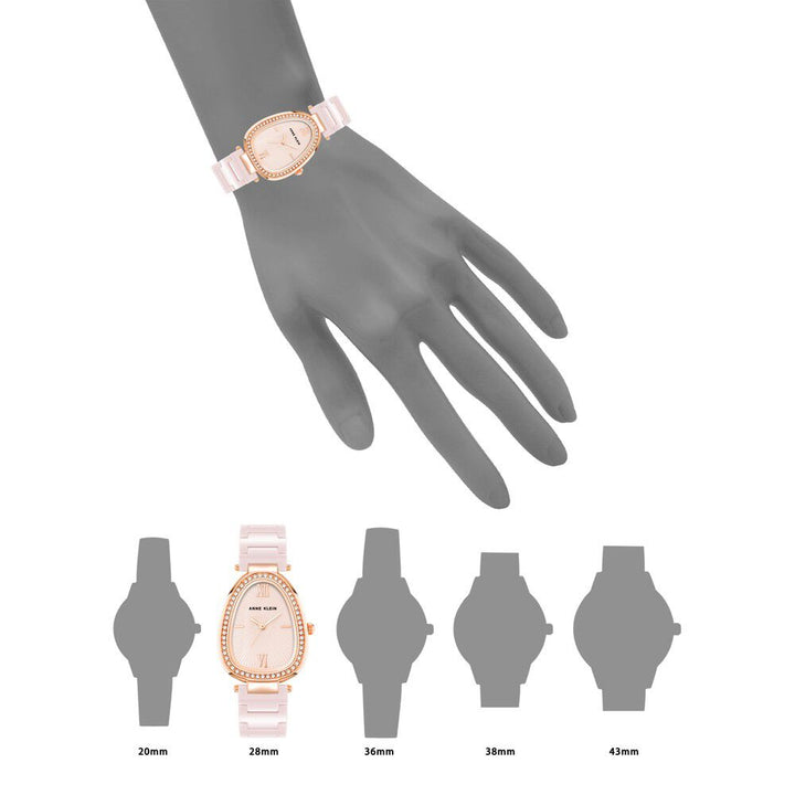 Anne Klein Quartz Analog Pink Dial Rose Gold With Pink Ceramic Strap Watch For Women AK5012RGBH