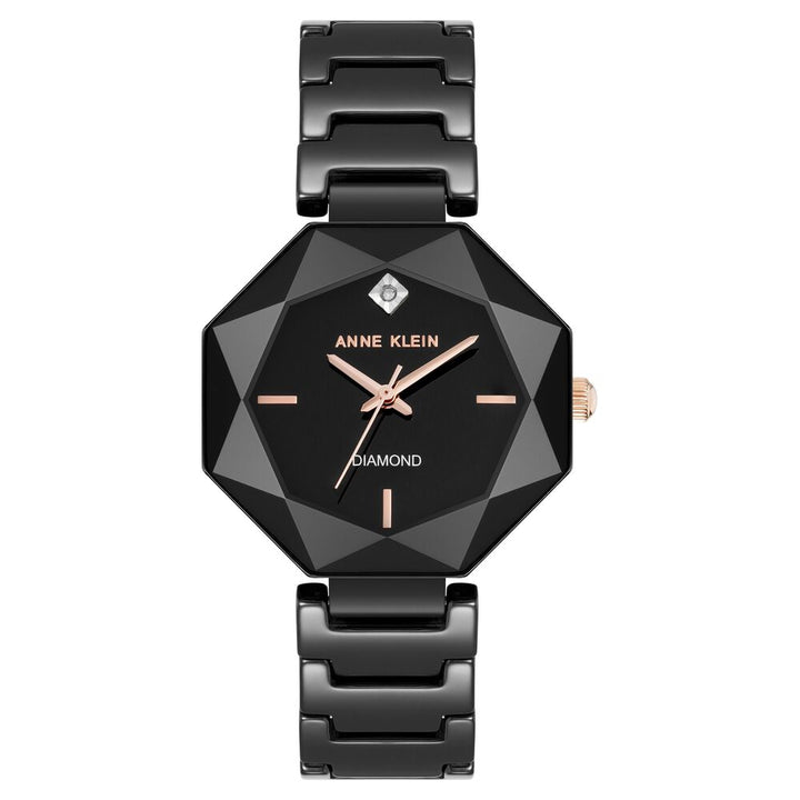 Anne Klein Quartz Analog Black Dial Ceramic Strap Watch For Women AK5064BKBK