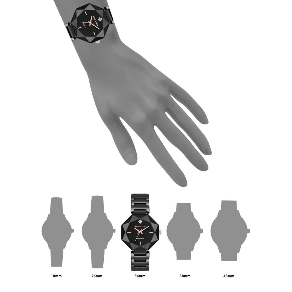 Anne Klein Quartz Analog Black Dial Ceramic Strap Watch For Women AK5064BKBK