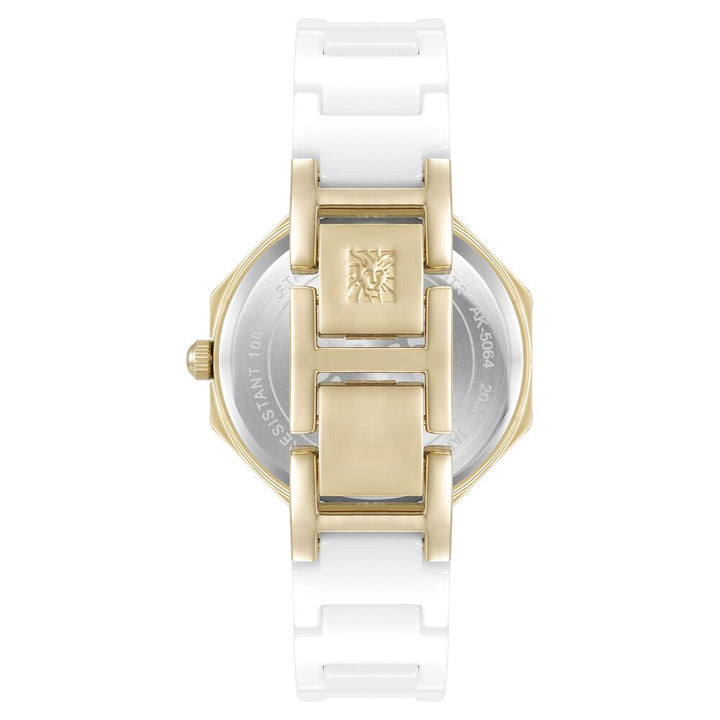 Anne Klein Quartz Analog White Dial Ceramic Strap Watch For Women AK5064GPWT