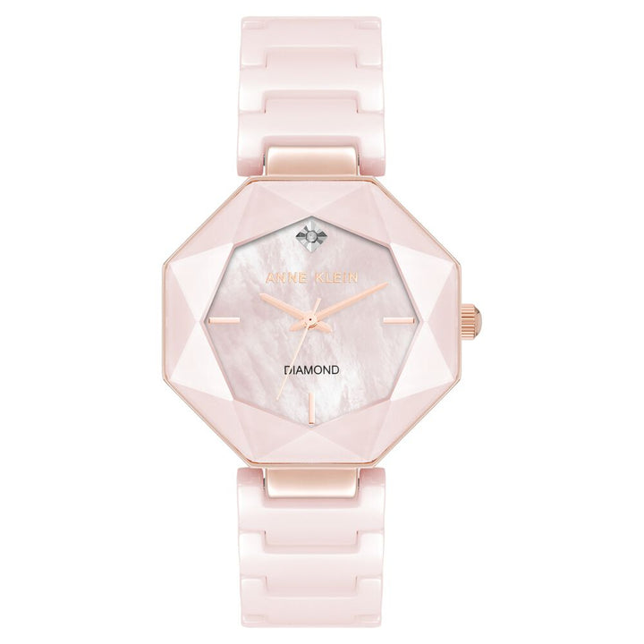 Anne Klein Quartz Analog Mother Of Pearl Dial Ceramic Strap Watch For Women AK5064RGBH