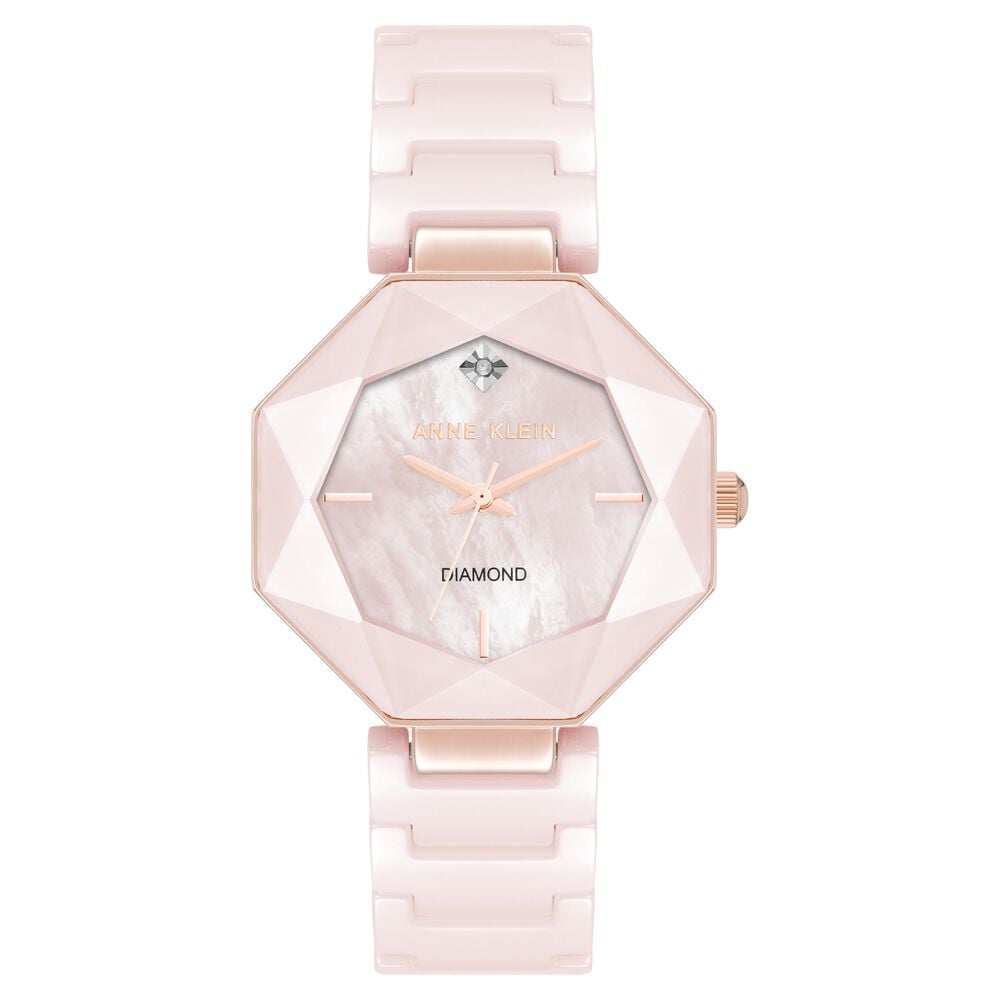 Anne Klein Quartz Analog Mother Of Pearl Dial Ceramic Strap Watch For Women AK5064RGBH