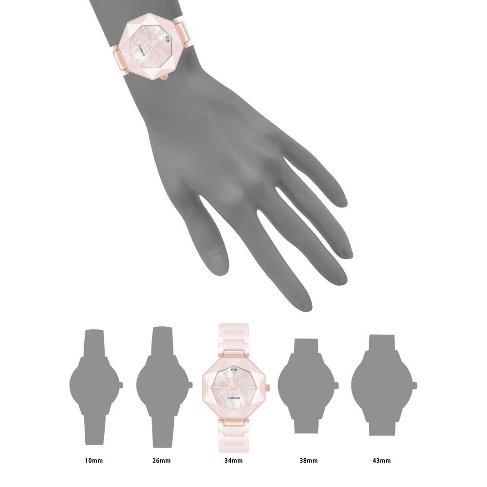 Anne Klein Quartz Analog Mother Of Pearl Dial Ceramic Strap Watch For Women AK5064RGBH