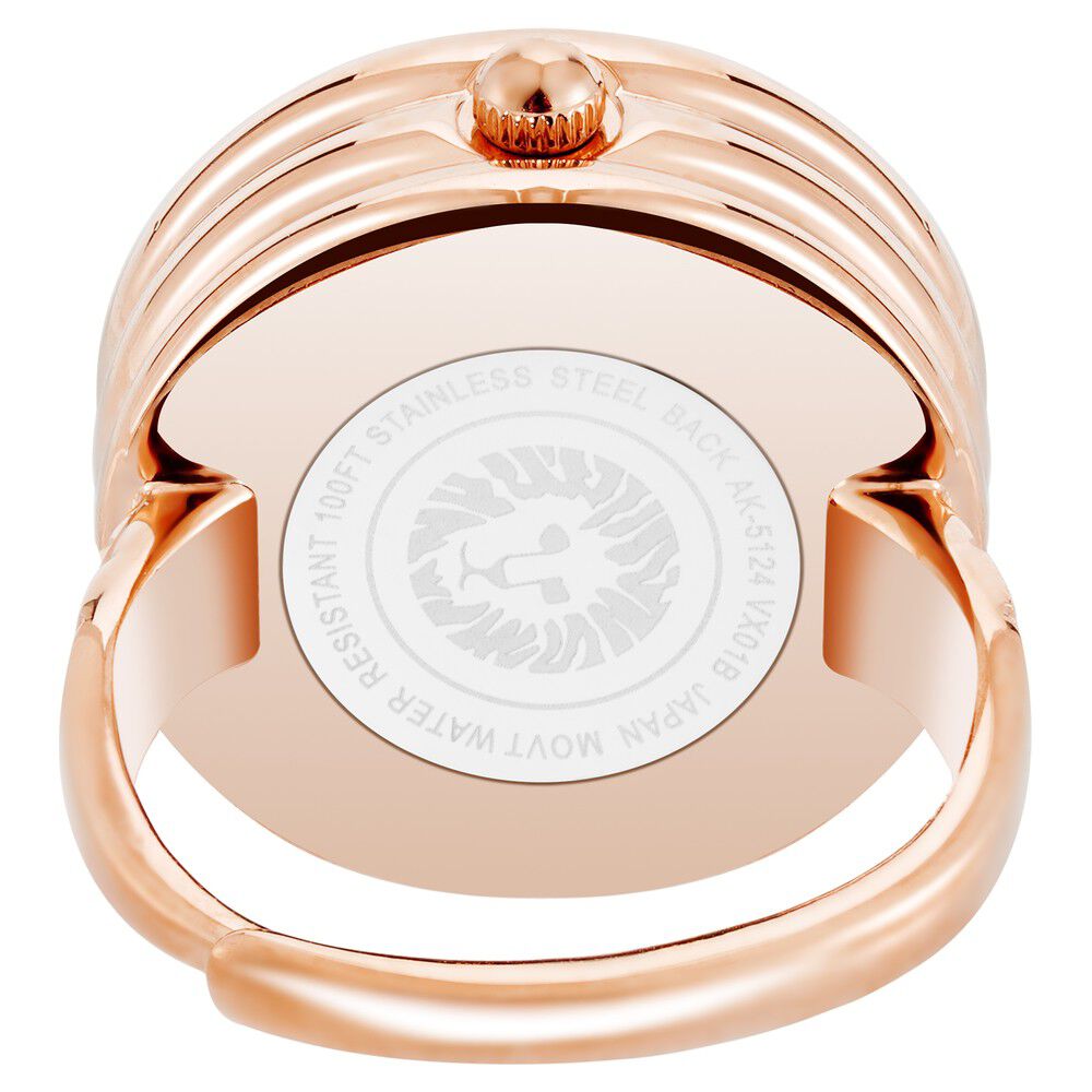Anne Klein Quartz Analog Pink Dial Rose Gold Metal Ring Watch For Women AK5124RINGPMW