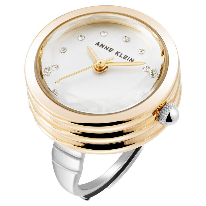 Anne Klein Quartz Analog Silver Dial Silver Metal Ring Watch For Women AK5125RINGTTW