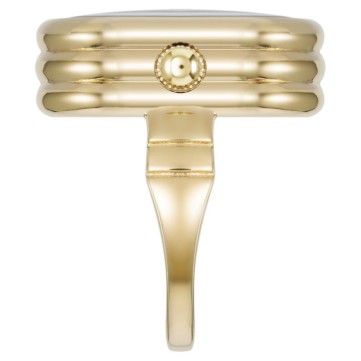 Anne Klein Quartz Analog Black Dial Golden Metal Ring Watch For Women AK5126RINGBKW