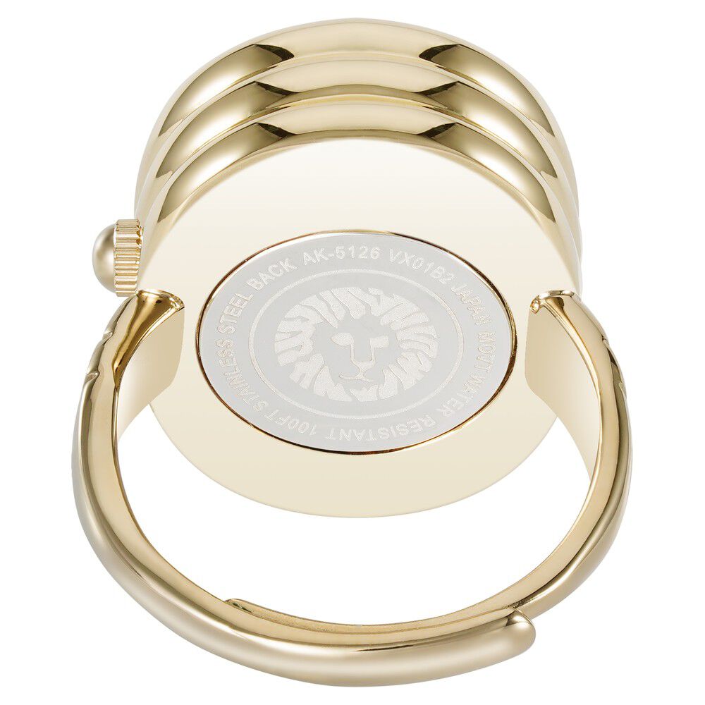 Anne Klein Quartz Analog Black Dial Golden Metal Ring Watch For Women AK5126RINGBKW