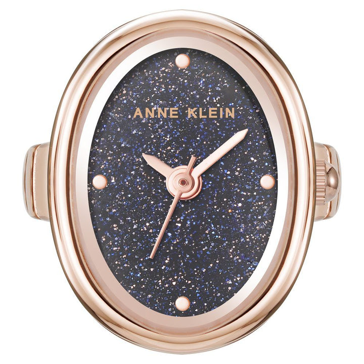 Anne Klein Quartz Analog Blue Dial Rose Gold Metal Ring Watch For Women AK5126RINGBLW