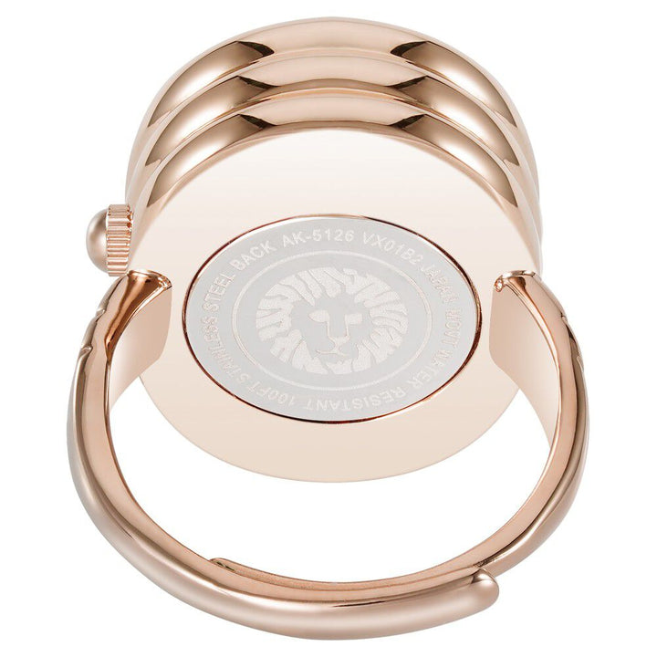 Anne Klein Quartz Analog Blue Dial Rose Gold Metal Ring Watch For Women AK5126RINGBLW