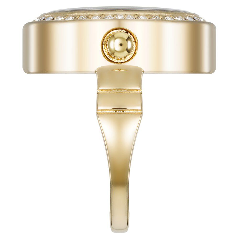 Anne Klein Quartz Analog White Dial Golden Metal Ring Watch For Women AK5128RINGMPW