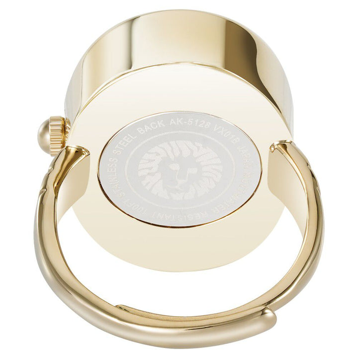 Anne Klein Quartz Analog White Dial Golden Metal Ring Watch For Women AK5128RINGMPW