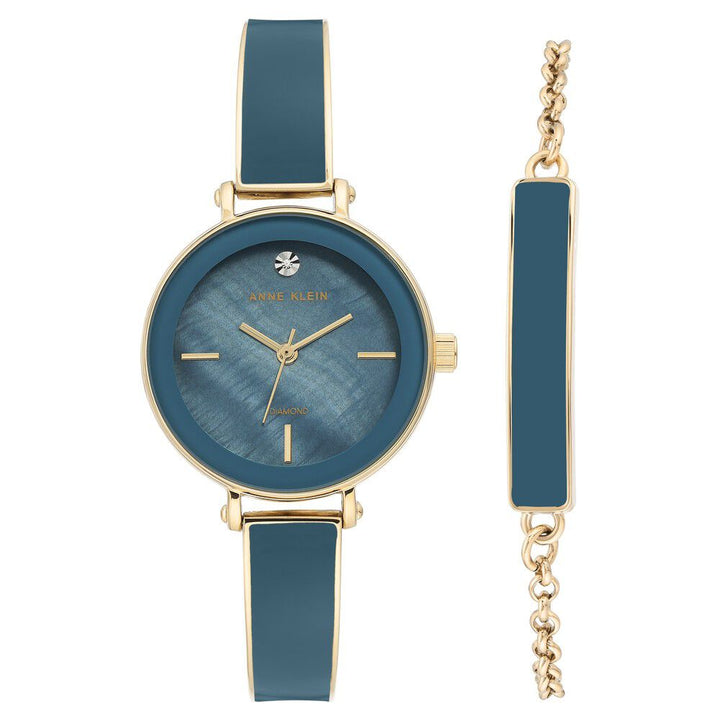 Anne Klein Quartz Analog Blue Dial Metal Strap Watch for Women NDAKB3620BLST