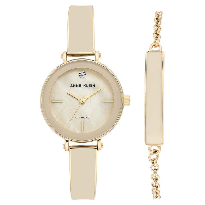 Anne Klein Quartz Analog Champagne Dial Metal Strap Watch for Women NEAKB3620CRST