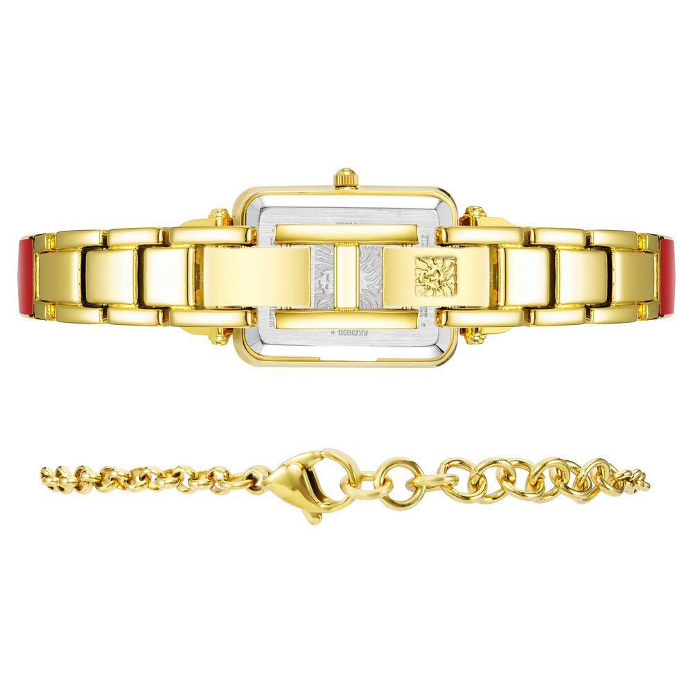 Anne Klein Quartz Analog Red Dial Stainless Steel Strap Watch for Women