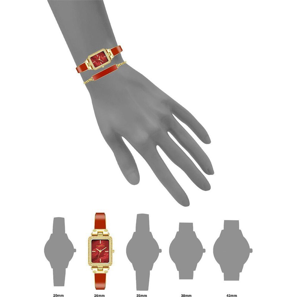 Anne Klein Quartz Analog Red Dial Stainless Steel Strap Watch for Women