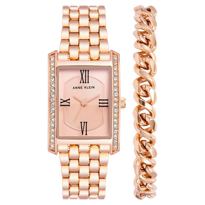 Anne Klein Quartz Analog Rose Gold Dial Metal Strap Watch for Women NEAKB3990RGST