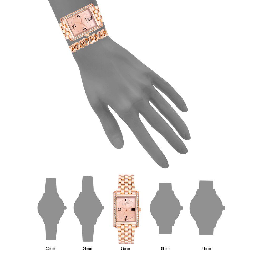 Anne Klein Quartz Analog Rose Gold Dial Metal Strap Watch for Women NEAKB3990RGST