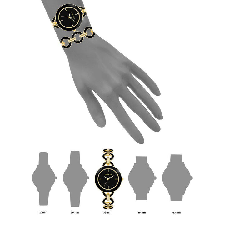 Anne Klein Quartz Analog Black Dial Stainless Steel Strap Watch for Women