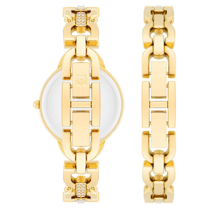 Anne Klein Quartz Analog Mother Of Pearl dial Metal Strap Watch for Women AKB4104GPST